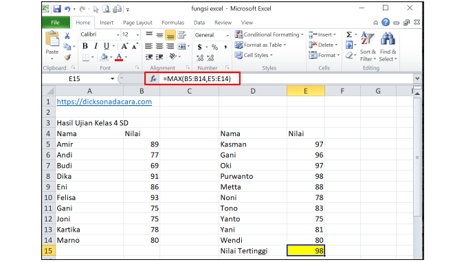 Cara Menggunakan Fungsi Max pada Excel - 2 number